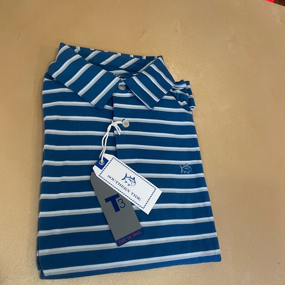 Boy’s Southern Tide Blue Striped Polo Shirt
